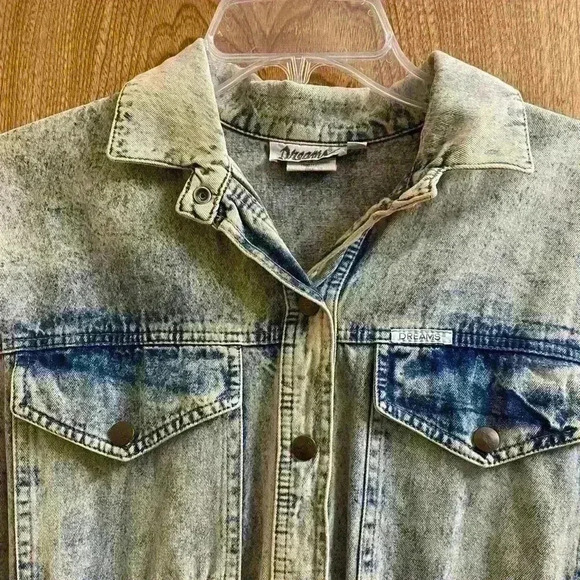 Vintage Dreams Acid Wash Long Denim Maxi Dress With Elastic Waist & Buttons Sz M - Picture 3 of 12